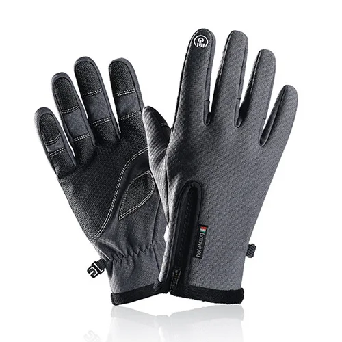 TACVASEN, Зимние перчатки для мужчин и женщин, флисовые теплые водонепроницаемые лыжные походные Перчатки, варежки, ветрозащитные, с сенсорным экраном, байкерские, рыбные зимние перчатки - Цвет: Gray