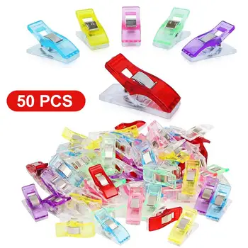 

50Pcs/set Fixed Clips Multifunction Small Plastic Clip for Fabric Quilting Craft Sewing Knitting Crochet Axe Folder Color Random