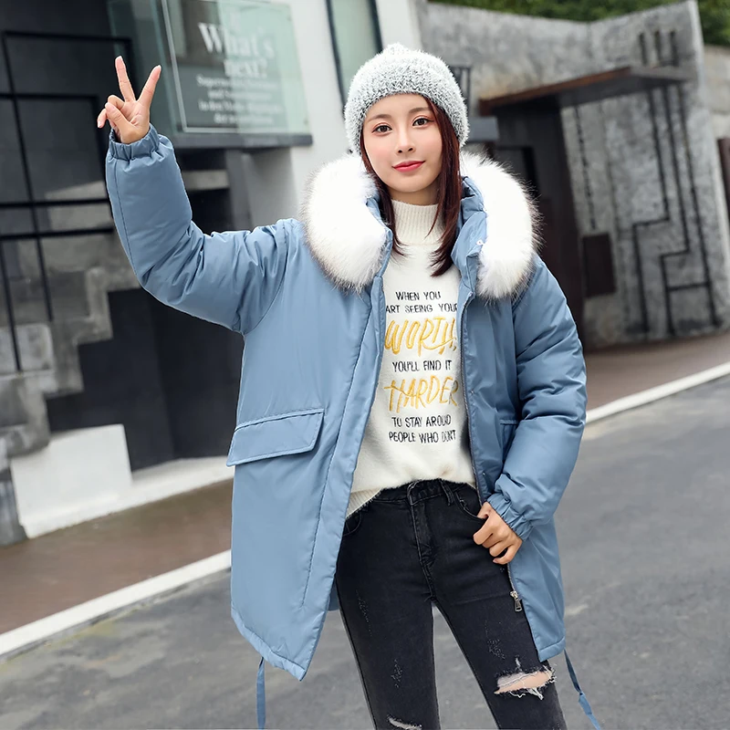 women long jacket Parkas cotton padded jacket Fashion Fur Collar Winter Jacket for Women Warm Hooded Female winter Coat