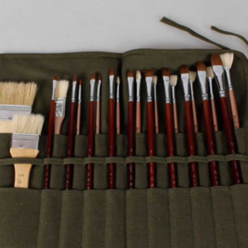 Porte-pinceaux Roulable En Toile - 30 Emplacements - Pour Rangement Et Transport Des Pinceaux (huile, Acrylique, Aquarelle)