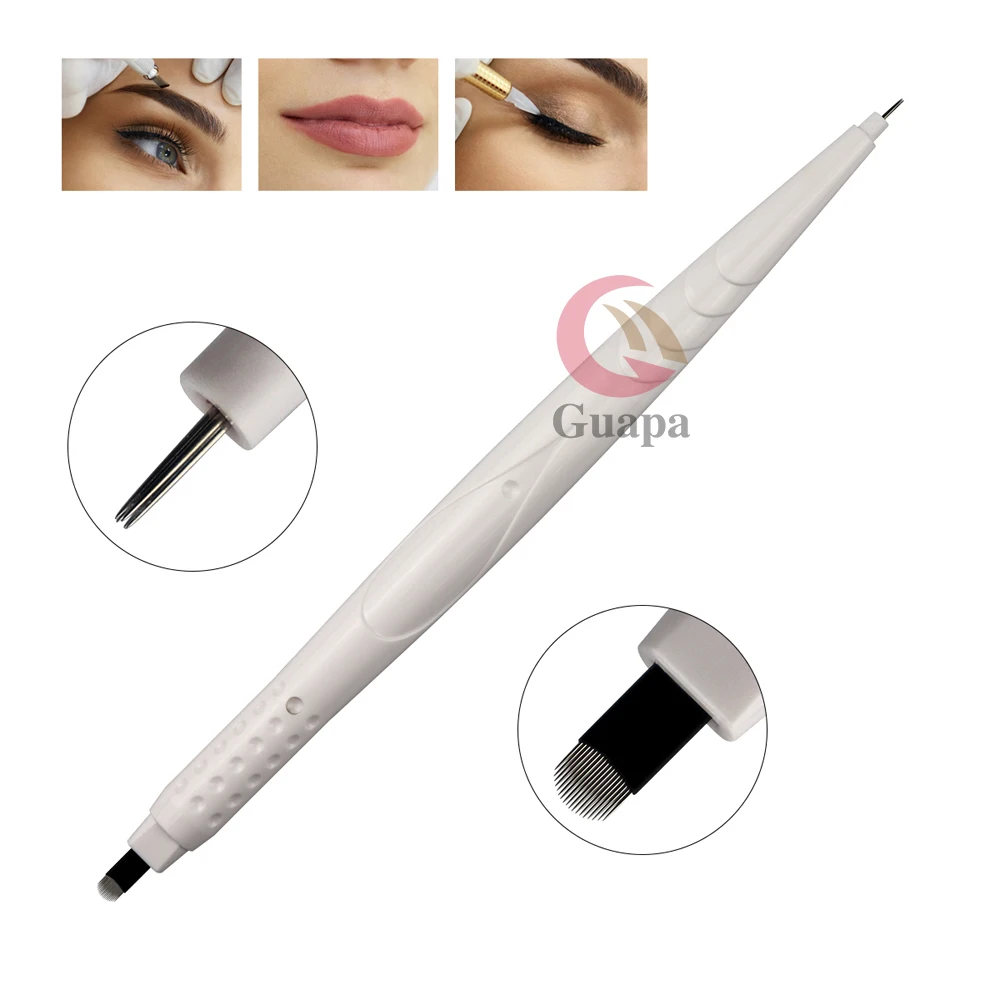 

2 in 1 Disposable Microblading Pen Manual Tool Blade and Shade with U shape and Round needles for Eyebrow microblading shading
