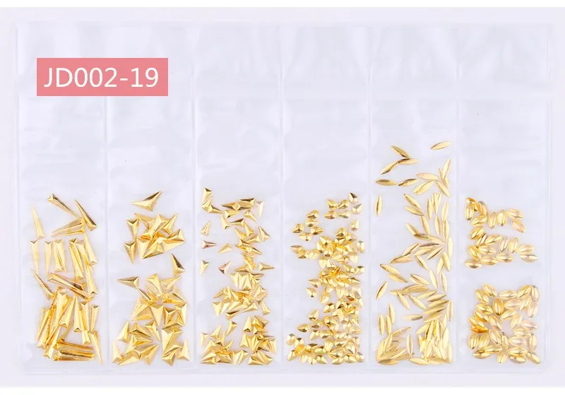 JD002-19 1 сумка смешанного золотой лак для ногтей деко/металлик с тусклой полировкой, запонки-бисер/исскуство ногати металлическими декоративными элементами/крошечные ногтей украшение 3D ногтей стразами - Цвет: JD002-19