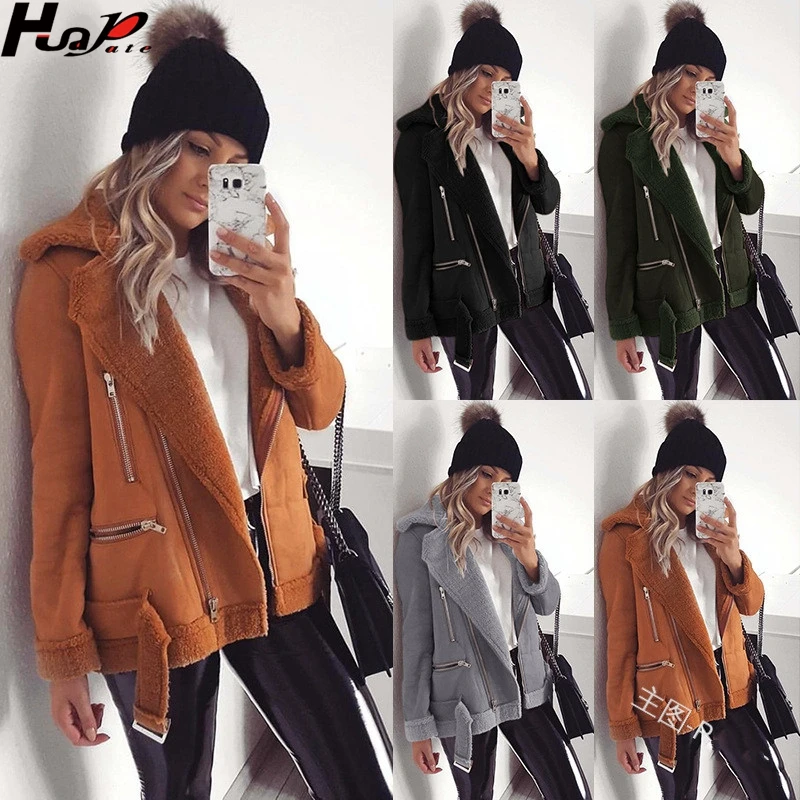 Huapate cross-border for explosion models European and American lamb fur coat female winter stitching thick short coat