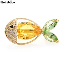 

Wuli&baby Cute Cubic Zirconia Fish Brooches For Women Lady 3-color Top Quality Swimming Fish Brooch Pin Gifts