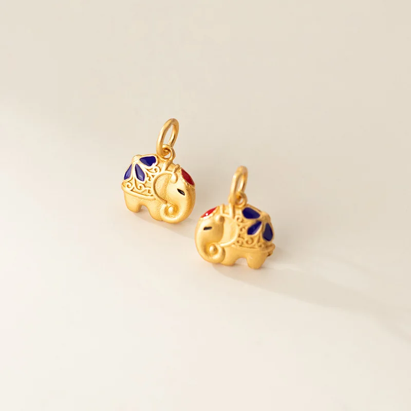 MEETSOFT 레트로 3D 코끼리 에나멜 18K 골드 도금 펜던트 매력 DIY 수제 만들기 용품 목걸이
