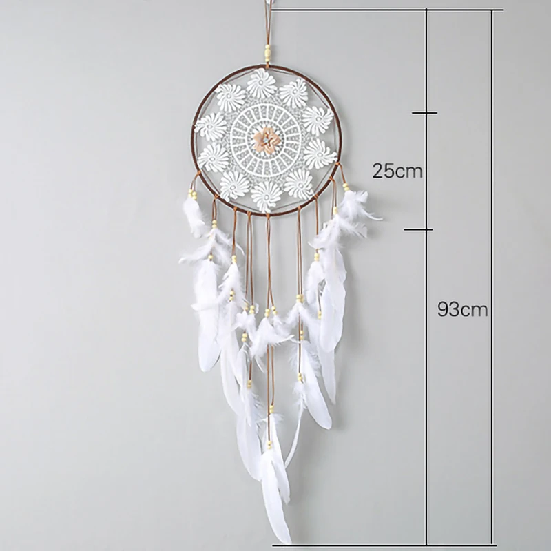 Fashion-Handmade Dream Catcher White Feather Indian Dream Catcher Hanging Decoration Ornament Mascot Gift Wedding Decoration