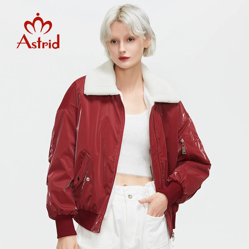 Astrid 2022 여성 가을 겨울 자켓 여성 parkas 여성 Overcoat Red padded coats 패션 모피 가죽 Outerwear girls
