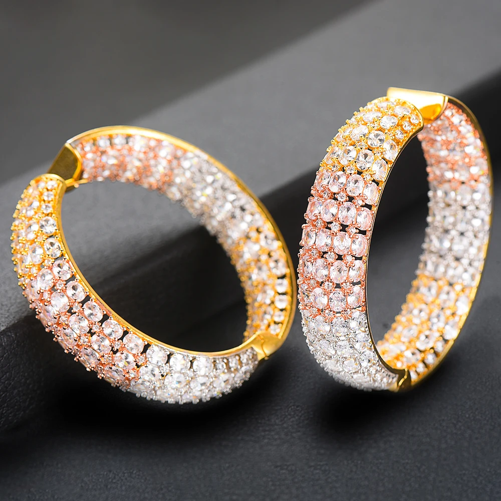 

SisCathy Luxury Elegant Cubic Zirconia Nigerian Wedding Bridal Womens Earrings in Jewely 2019 Charms Big Hoop Earrings For Women
