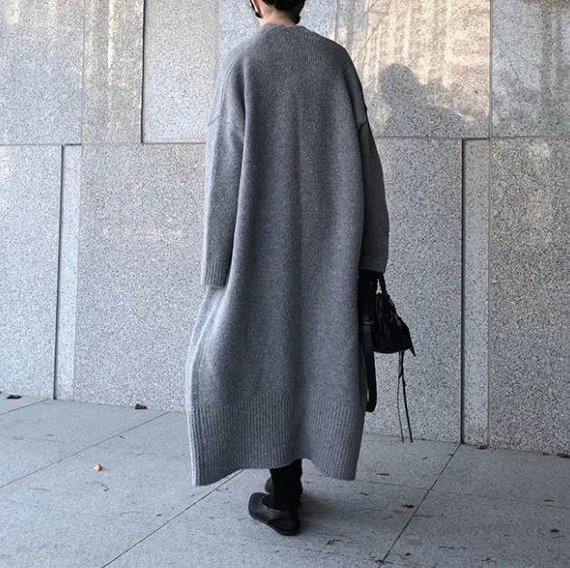 Осень-зима корейский женский свитер длинный вязаный кардиган Пальто утепленное большое пальто с Размеры свитера куртка, джемпер Костюмы V1025