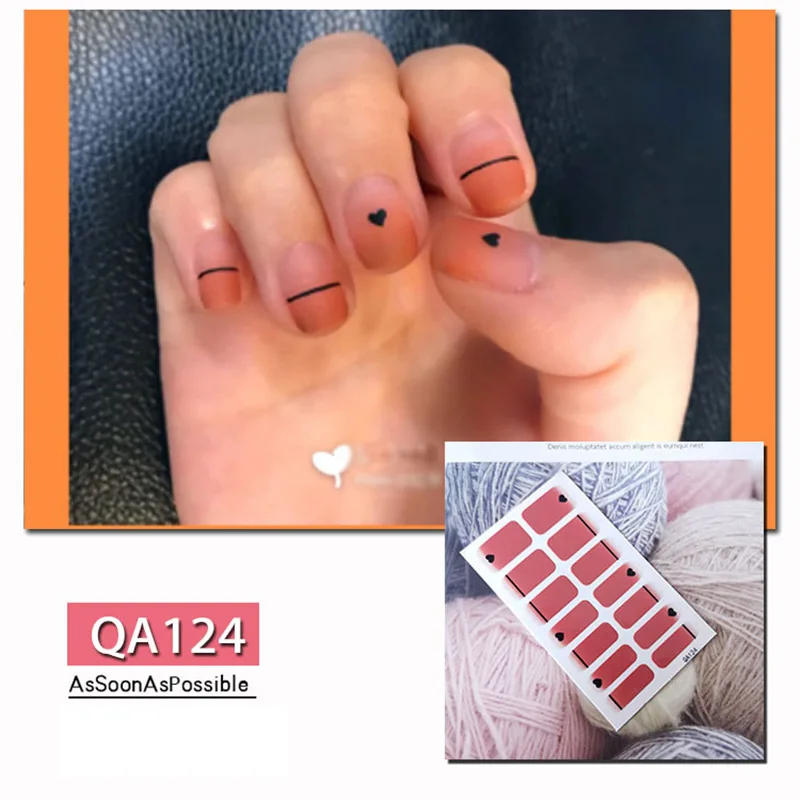 Модные бронзовые 3D наклейки для ногтей, водостойкие наклейки для ногтей, гелевые наклейки на День святого Валентина, маникюрные товары для женщин, макияж - Цвет: QA124