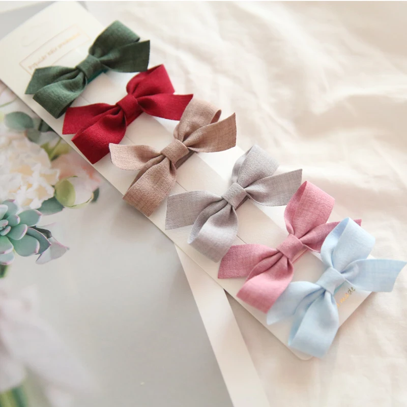 6pcs/set New Women colorful Bow Hairpins Girls Lovely Hair Clips Hair Ties Ropes Headwear Korea Hair  Accessories HairgripsJ128