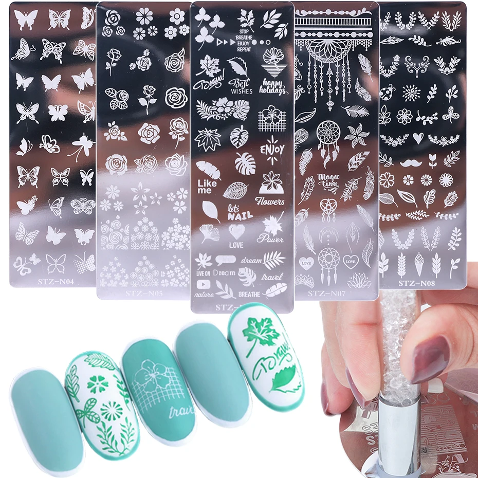 Spring Leaf Image Nail Art Stamping Plates Transfer Polish Print For Stencil Mold Manicure GLSTZN01-12-1 | Красота и здоровье