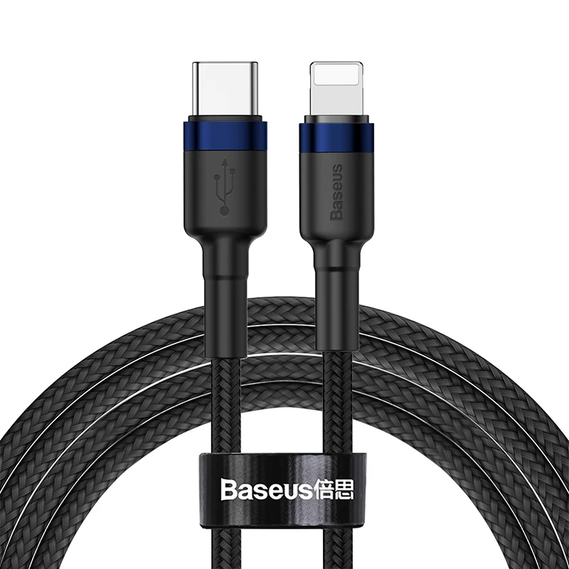 Кабель usb type-C Baseus для iPhone XR Xs Max 8 8 Plus 11 18 Вт PD кабель для быстрой зарядки для Lightning Кабель для быстрой зарядки данных - Цвет: Blue Black