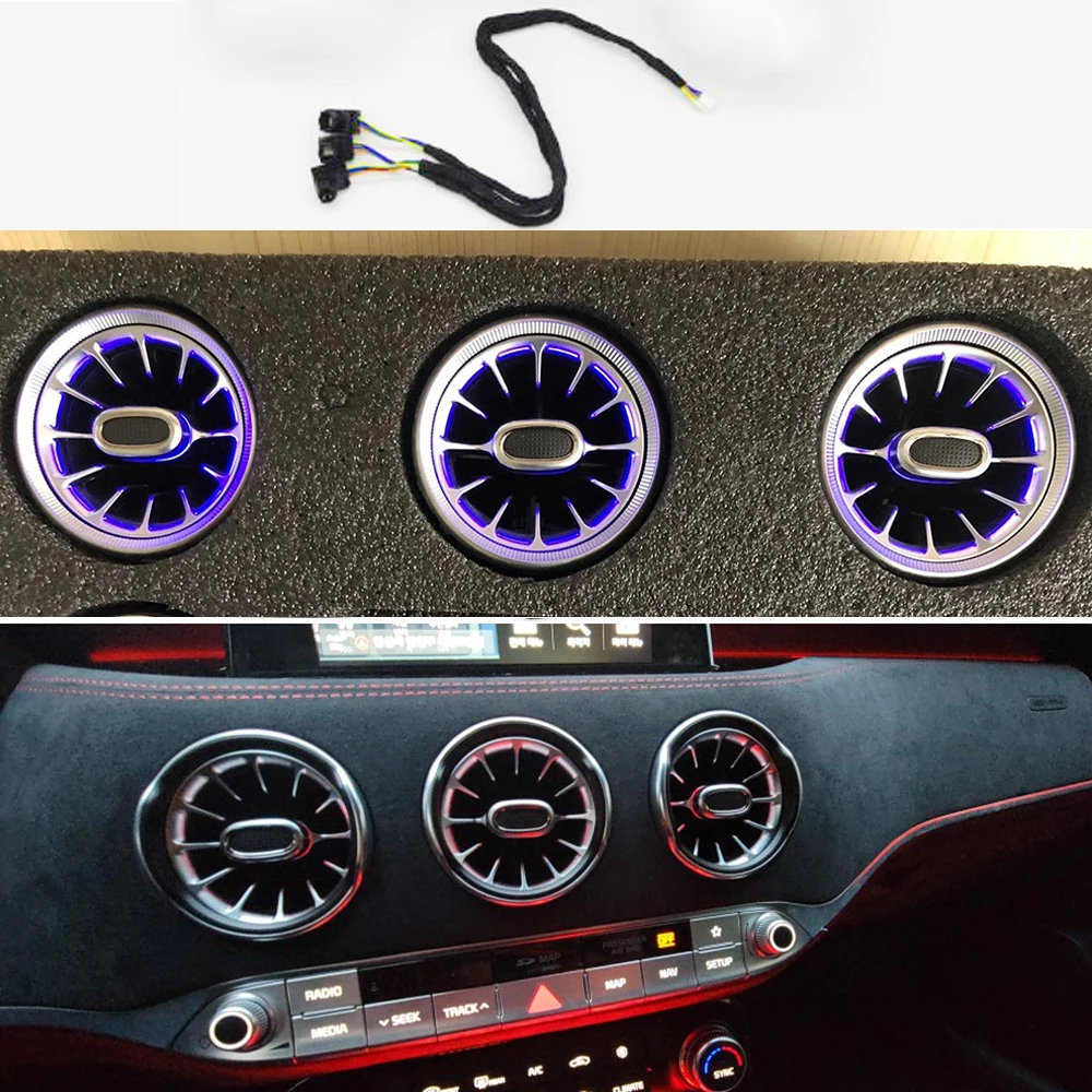 12 Color Led Car Air Vent Outlet Turbine Nozzle Atmosphere Lamp For Kia Stinger Ambient Light Dashboard Decorative Aliexpress 