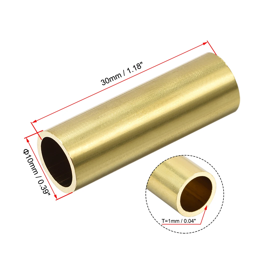 uxcell Brass Round Tube 8mm OD 1mm Wall Thickness 30mm Length Seamless Pipe Tubing for DIY Crafts 30 Pcs 