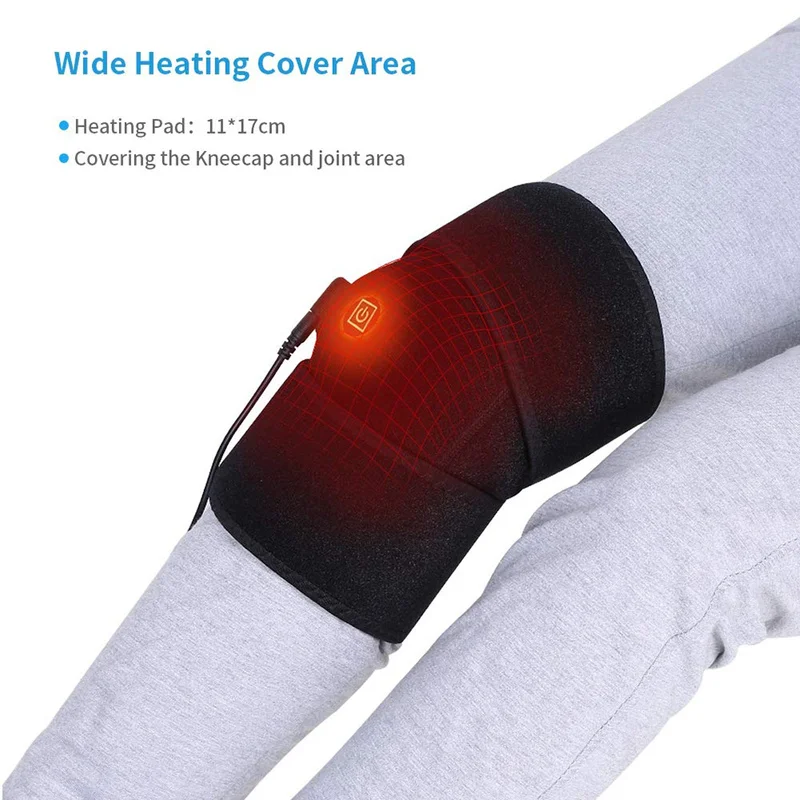 

USB Heated Knee Pad Brace Wrap Rechargeable Heating Pad Kneepad Therapy Wrap Arthritis Pain Relief Brace Electric Massager