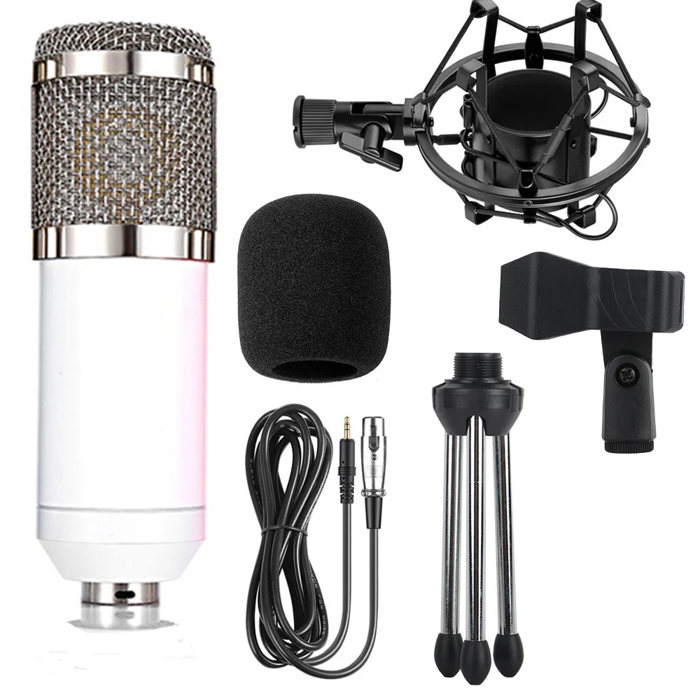 

Professional Computer Electronic Microphone Gevo BM800, Wired 3.5 mm Microphone Research Tripod Capacitor, Portable Karaok Compu