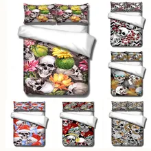 Акварельные скрещенные кости череп голова постельные наборы дети Дети пододеяльники наволочки одеяло покрывало постельное белье Хэллоуин