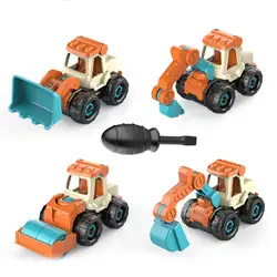 Vehículo de ingeniería desmontable para niños, juguete educativo realista con destornillador, Kit de camión, 4 unids/set por juego