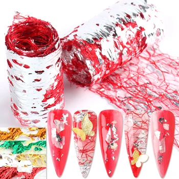 

1pcs Gold Silver Nail Foil Paper Irregular Aluminum Mesh Line Tape Nail Transfer Sticker DIY Polish Nail Art Decoration LA1778-1