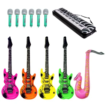 

12pcs Aluminum Foil Balloons Musical Instruments Microphone Balloons Inflatable Rock Toy Set Party Props (Random Color)