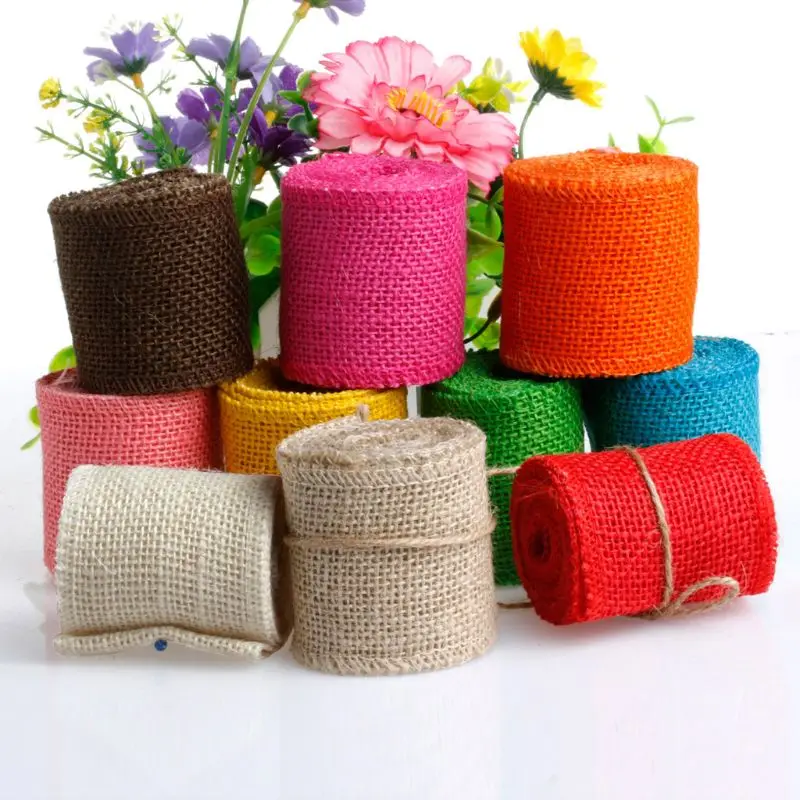 DIY 2 м натуральный джут Hessian Мешковины Ленты деревенский свадебный пояс ремень ремесло D08D