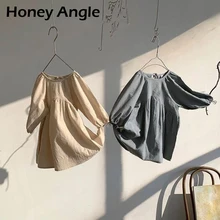 Honey Angle/корейские платья для девочек; сезон весна-осень; Детские платья принцессы с длинными рукавами; вечерние платья для малышей; одежда для маленьких девочек