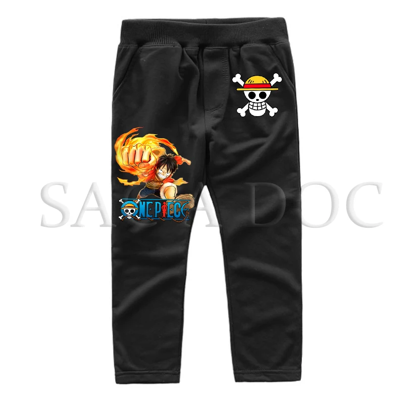 Одна Деталь Длинные штаны зима девочки, мальчики, дети аниме Pantalon Enfant Garcon детские шнурки впитывает пот и Штаны унисекс 2-14years