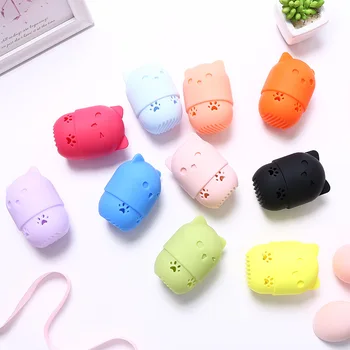 

Face Powder Puff Sponge Box Cat Puff Holder Makeup Egg Drying Case Portable Soft Silicone Cosmetic Storage Case Puff Holder 2020