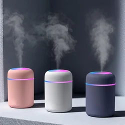 Humidificateur d'Air Électrique Portatif, Diffuseur d'Huile Aromatique, Pulvérisateur de Fines Gouttes Fraîches USB, avec Veilleuse Colorée, 300 ml, pour Voiture, Maison 