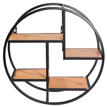 

Wall Mounted Iron Shelf Round Rack Wall Storage Holder For Pantry Living Room Bedroom Kitchen