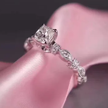 

925 Silver Color 1 Carat Diamond Ring for Women Fashion Anillos Bizuteria Wedding Topaz Gemstone Silver 925 Jewelry Ring Girls