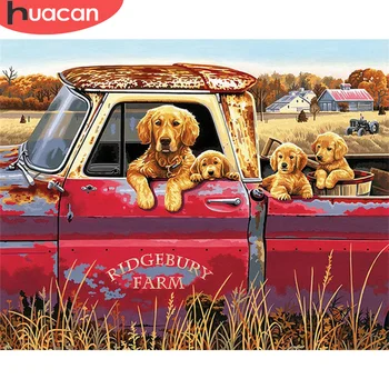 

HUACAN DIY Pictures By Number Dog Kits Painting By Numbers Animal Hand Painted Paintings Art Drawing On Canvas Gift Home Decor