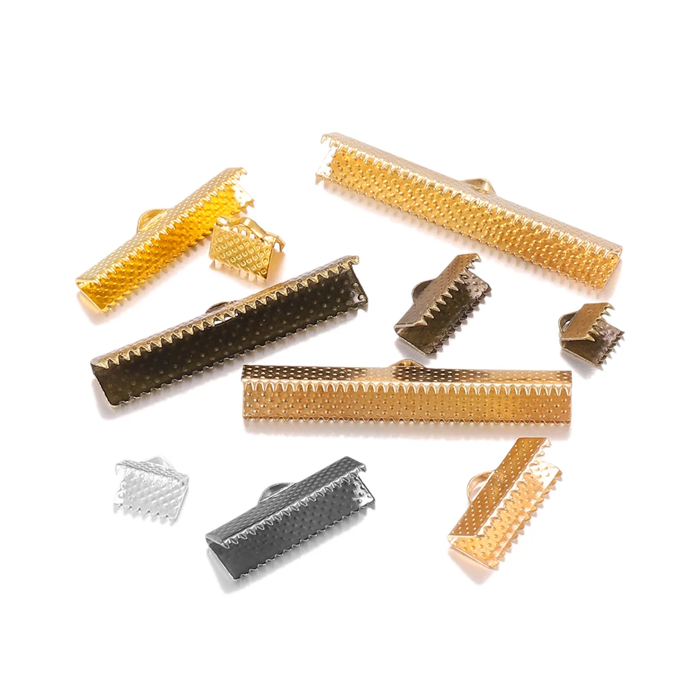 

50pcs Cord Crimp End Beads Buckle Tips Clasp cord flat cover clasps For Jewelry Making Findings Diy Necklace Bracelet Connectors