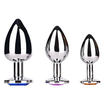 3 Size Anal Plug Heart Stainless Steel Crystal Anal Plug Removable Butt Plug Stimulator Anal Sex Toys Prostate Massager Dildo 1