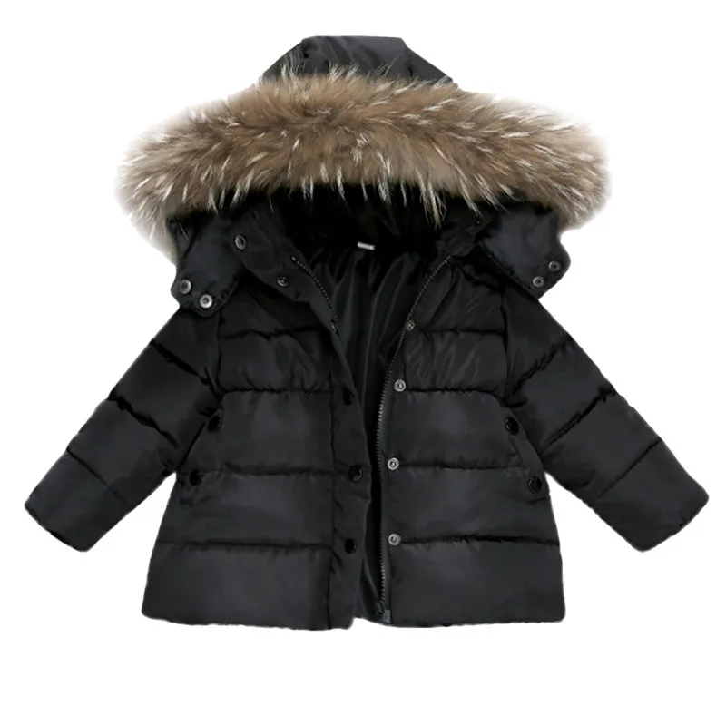 Telotuny/высококачественное зимнее хлопковое пальто для малышей Детская куртка с капюшоном и мехом, детская плотная верхняя одежда, парки для мальчиков и девочек