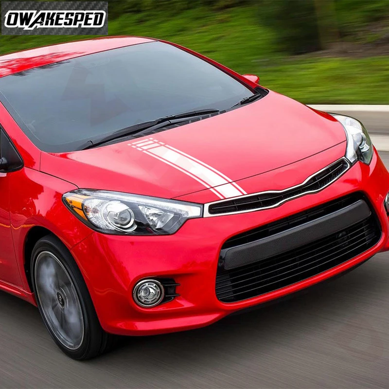 Auto Engine Cover Stickers Car Hood Bonnet Decor Vinyl Decals Racing Sport Stripes For-KIA Forte Hatchback Sedan Accessories (4)