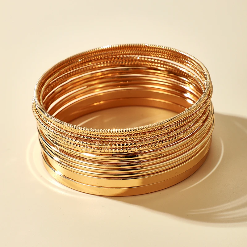Tocona 14pcs/sets Gold Color Bracelets for Women Alloy Metal Bangle Party Jewelry Bohemian Jewelry Gift bracelet jewelry
