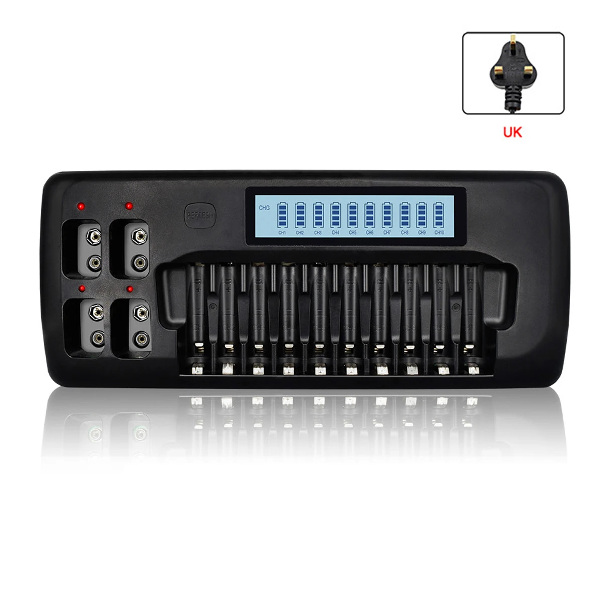SOONHUA 14-Slot ЖК-интеллектуальное зарядное устройство с функцией разрядки для AA AAA 9V ni-mh литий-ионная аккумуляторная батарея US EU UK Plug