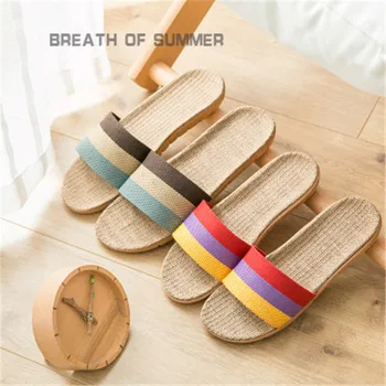 

2020 new slippers women's fashion bohemian linen sandals beach shoes sandals casual women non-slip flat shoes women slippers