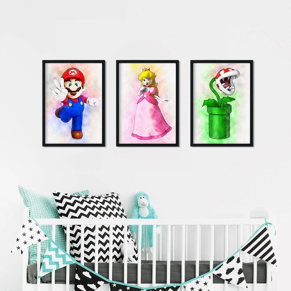 Аниме плакат высокой четкости с героями мультфильмов игры Марио