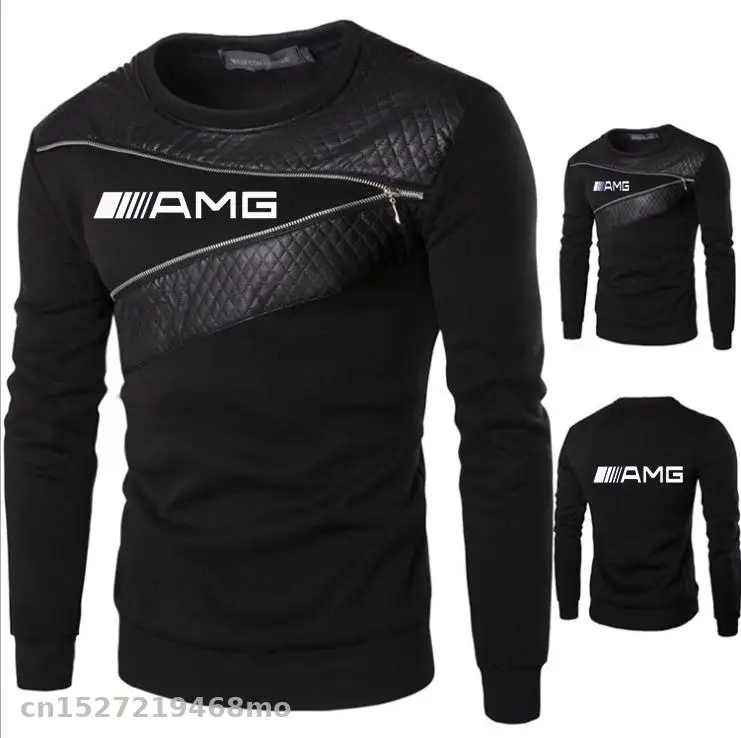 

Motorcycle Cycling Fashion round neck for AMG logo sweater men with zipper decoration coat motorsport car Mens clothes aq