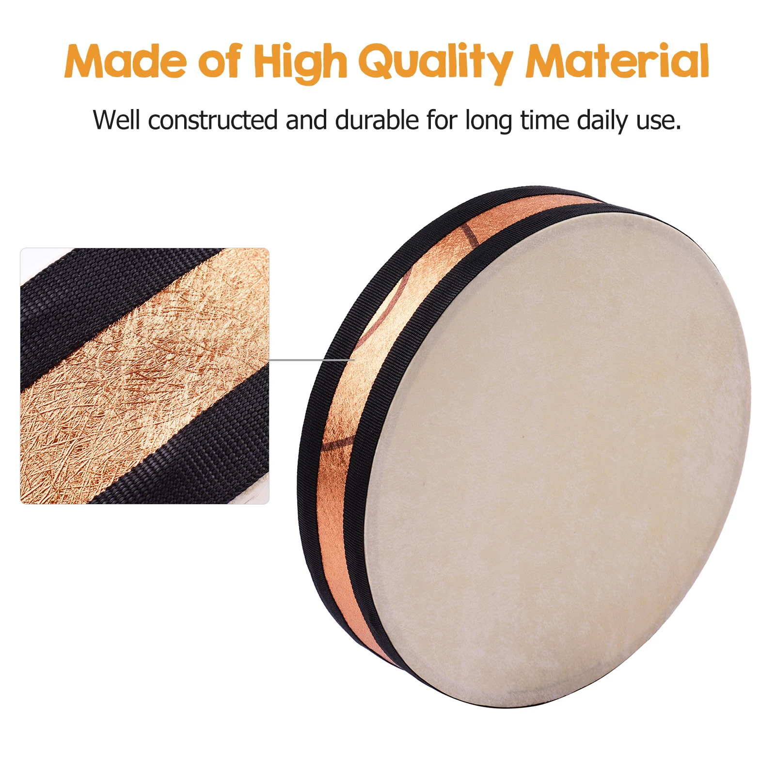 8/10 Inch Ocean Drum Wooden Handheld Sea Wave Drum Percussion Instrument Gentle Sea Sound Musical Toy Gift for Kids