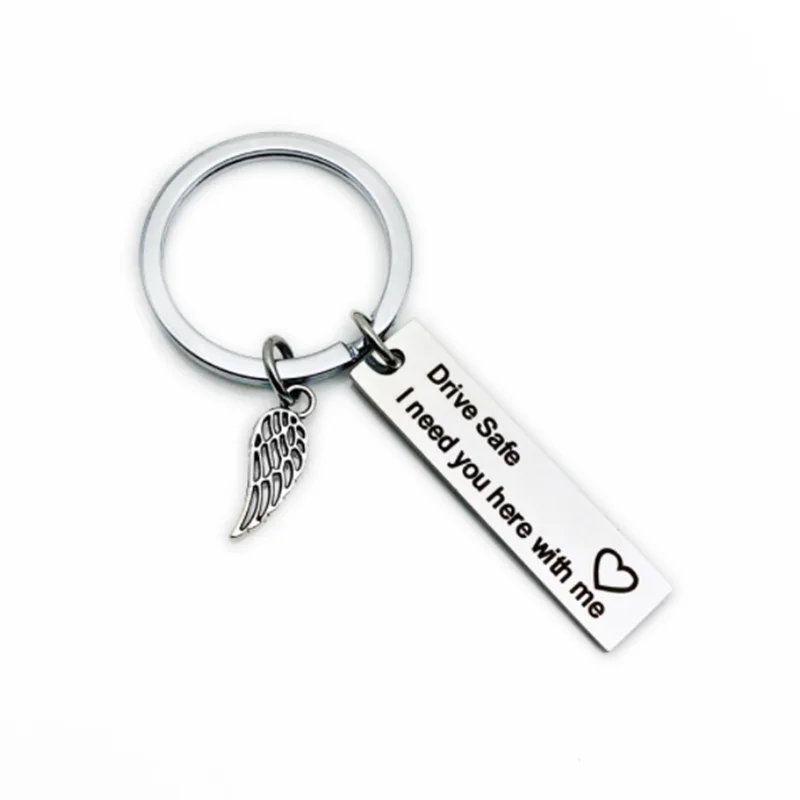 Брелок для ключей из нержавеющей стали с надписью "I Need You Here With Me", брелок для ключей от машины для влюбленных, подарки для пар - Цвет: 9x28mm