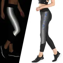 Женские Светоотражающие штаны для ночного бега, Спортивные укороченные брюки, модные Капри, дышащие облегающие бедра леггинсы