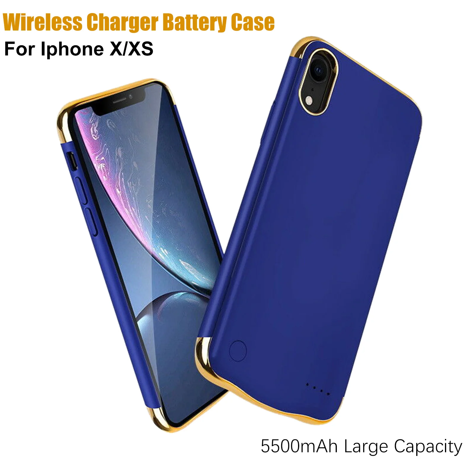 blue X XS XGODY чехол для аккумулятора для IPhone X XS XR XSMAX Силиконовый противоударный чехол для зарядного устройства 5500/6000 мАч Тонкий чехол для банка питания - Цвет: blue X XS