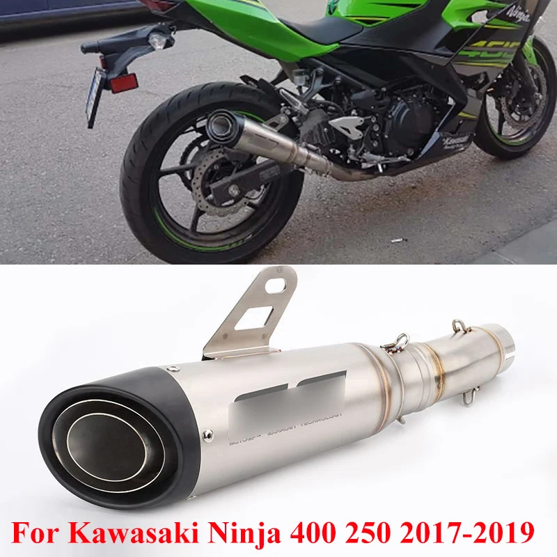 

For Kawasaki Z400 Ninja 400 Ninja 250 Slip On 2017-2019 Motorcycle Exhaust Pipe Muffler Silencer Tip Tail Mid Connect Link Tube
