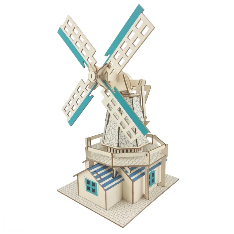 Детские деревянные игрушки 3D головоломка Голландская ветряная мельница в сборе