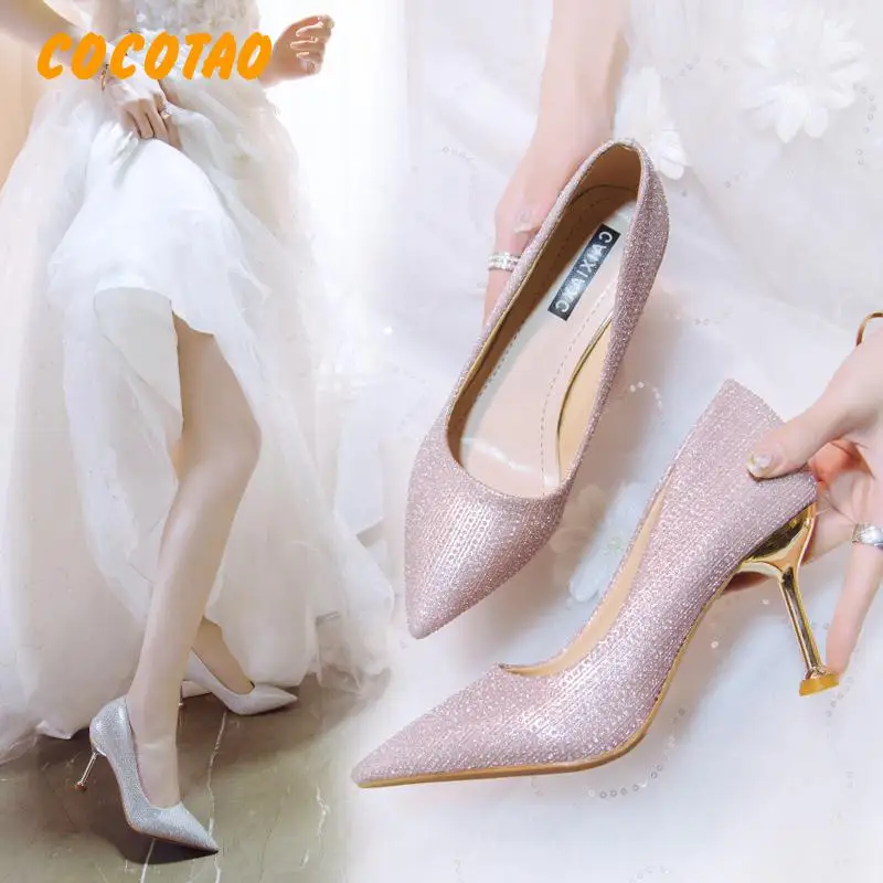 

Single Shoes Women's Sense Of High Heels 2020 New Spring Korean Wedding Shoes Stiletto Pointed Fairy Style Bridesmaid Work Shoes