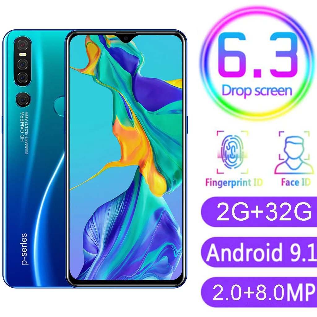 P30 Pro четырехъядерный 6,3 дюймовый дропшиппинг экран Android 9,1 2G+ 3 2G gps 3g звонок смартфон Прямая поставка